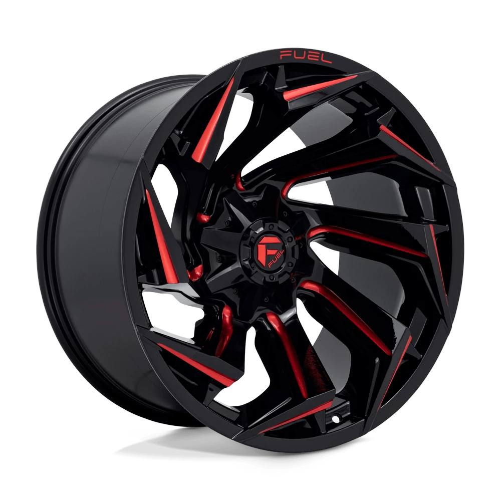Fuel 1PC D755 REACTION 22X12 -44 8X165.1/8X6.5 Gloss Black Milled With Red Tint