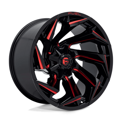 Fuel 1PC D755 REACTION 22X12 -44 8X165.1/8X6.5 Gloss Black Milled With Red Tint