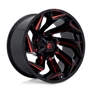 Fuel 1PC D755 REACTION 22X12 -44 8X170/8X6.7 Gloss Black Milled With Red Tint