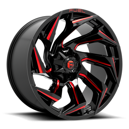 Fuel 1PC D755 REACTION 24X12 -44 8X180/8X7.1 Gloss Black Milled With Red Tint