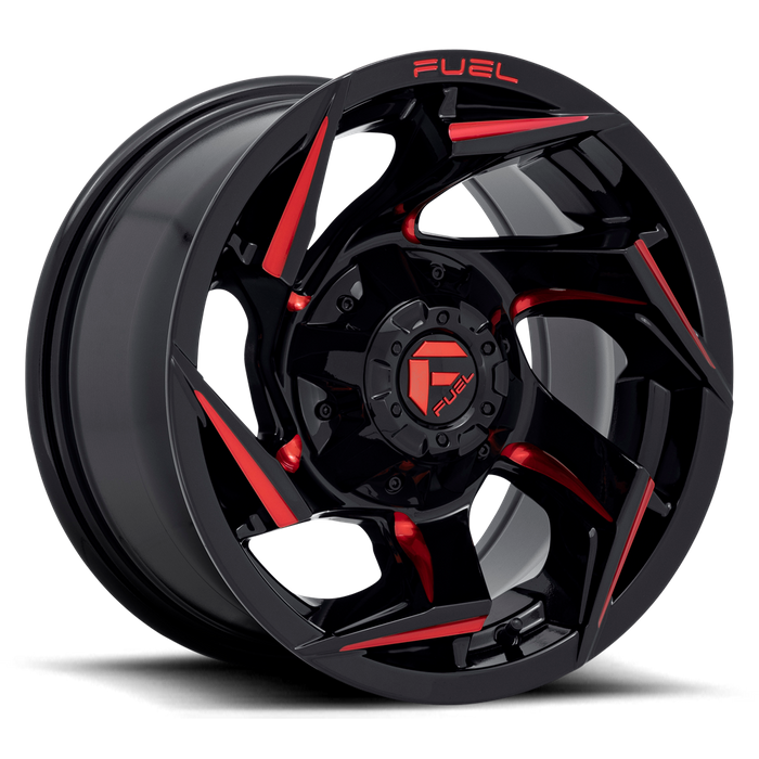 Fuel 1PC D755 REACTION 15X8 -12 5X139.7/5X5.5 Gloss Black Milled With Red Tint