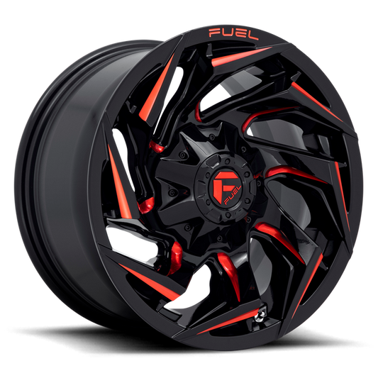 Fuel 1PC D755 REACTION 17X9 -12 5X114.3/5X127/5X4.5/5.0 Gloss Black Milled With Red Tint