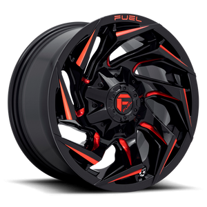 Fuel 1PC D755 REACTION 17X9 1 5X114.3/5X127/5X4.5/5.0 Gloss Black Milled With Red Tint