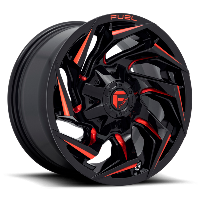Fuel 1PC D755 REACTION 17X9 -12 6X135/6X5.3/6X139.7/6X5.5 Gloss Black Milled With Red Tint