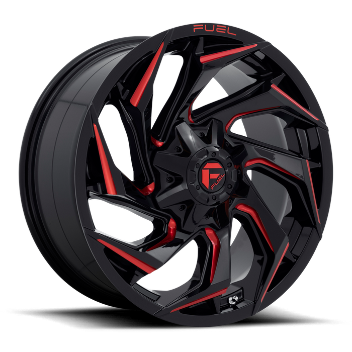 Fuel 1PC D755 REACTION 20X9 8 6X120/6X120 Gloss Black Milled With Red Tint