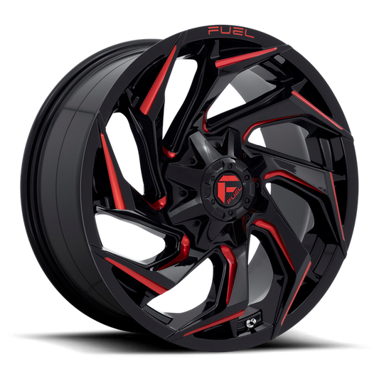 Fuel 1PC D755 REACTION 20X10 -18 5X114.3/5X127/5X4.5/5.0 Gloss Black Milled With Red Tint