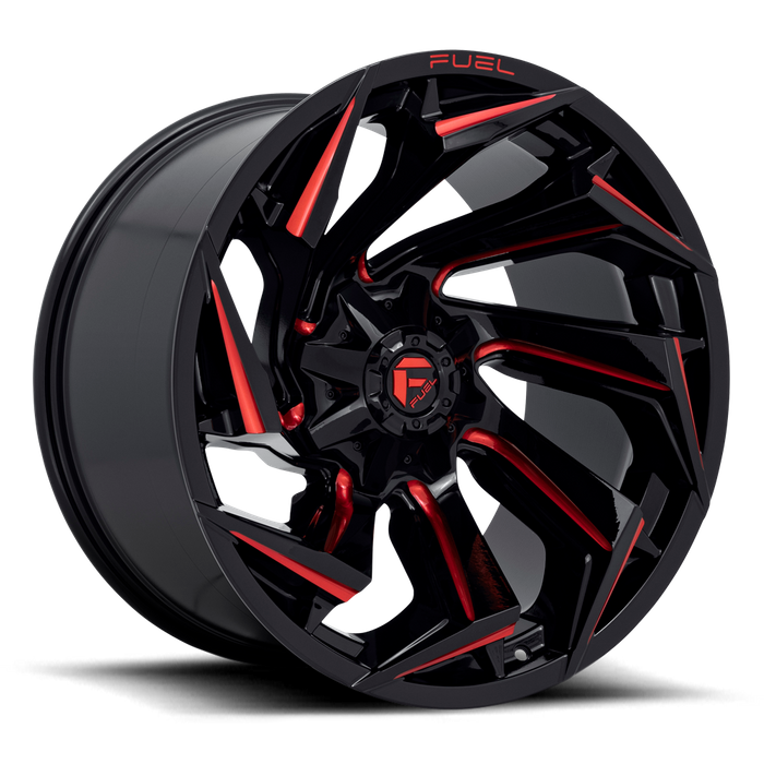 Fuel 1PC D755 REACTION 22X10 -18 5X114.3/5X127/5X4.5/5.0 Gloss Black Milled With Red Tint