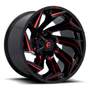 Fuel 1PC D755 REACTION 22X12 -44 6X135/6X5.3/6X139.7/6X5.5 Gloss Black Milled With Red Tint