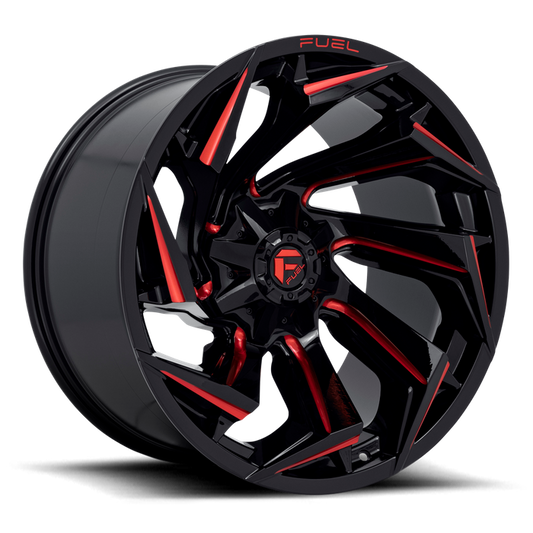 Fuel 1PC D755 REACTION 22X12 -44 8X165.1/8X6.5 Gloss Black Milled With Red Tint