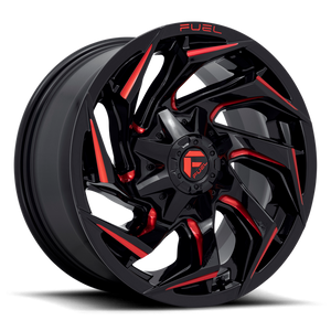 Fuel 1PC D755 REACTION 18X9 -12 6X135/6X5.3/6X139.7/6X5.5 Gloss Black Milled With Red Tint