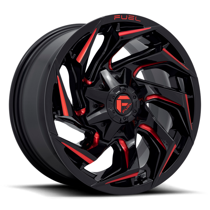 Fuel 1PC D755 REACTION 18X9 1 5X114.3/5X127/5X4.5/5.0 Gloss Black Milled With Red Tint