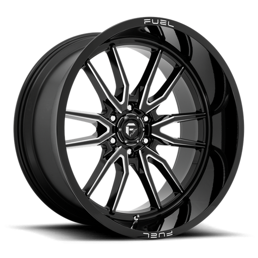 Fuel 1PC D761 CLASH 24X12 -44 6X139.7/6X5.5 Gloss Black Milled