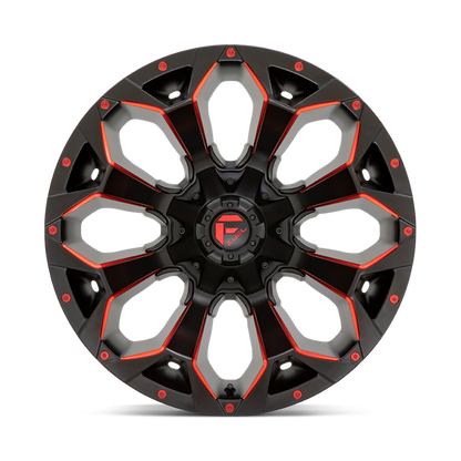 Fuel 1PC D787 ASSAULT 20X12 -43 5X114.3/5X127/5X4.5/5.0 Matte Black Red Milled
