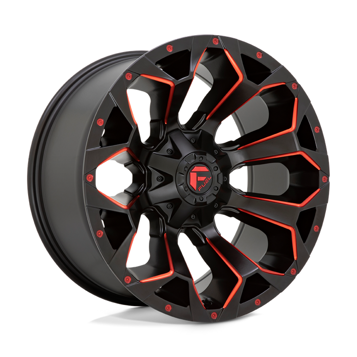 Fuel 1PC D787 ASSAULT 22X10 -18 5X114.3/5X127/5X4.5/5.0 Matte Black Red Milled