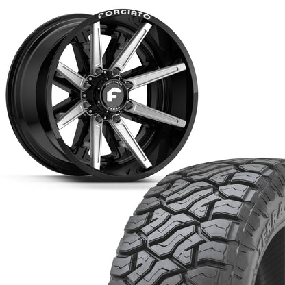 4X FORGIATO FLOW TERRA 005 24x14 -76 6x139.7 WITH 35X12.50R24 VENOM POWER RT