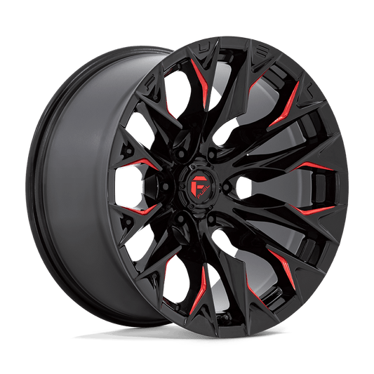 FUEL 1PC D823 FLAME 20X9 20 8X165.1 GLOSS BLACK MILLED WITH CANDY RED