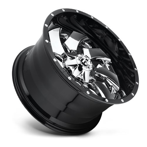 Fuel 2PC D240 CLEAVER 20X12 -44 8X170/8X6.7 CHROME PLATED GLOSS BLACK LIP