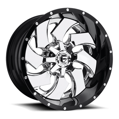 Fuel 2PC D240 CLEAVER 20X9 20 5X139.7/5X150 CHROME PLATED GLOSS BLACK LIP