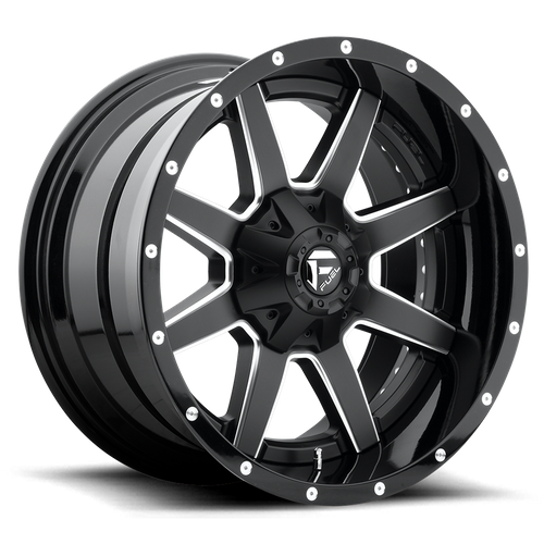 FUEL 2PC D262 MAVERICK 24X12 -44 8X165.1 GLOSS BLACK MILLED