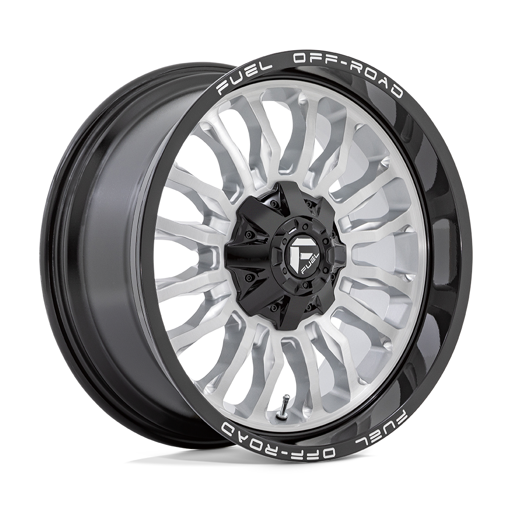 FUEL 1PC D798 ARC 22X10 -18 8X165.1 SILVER BRUSHED FACE WITH MILLED BLACK LIP