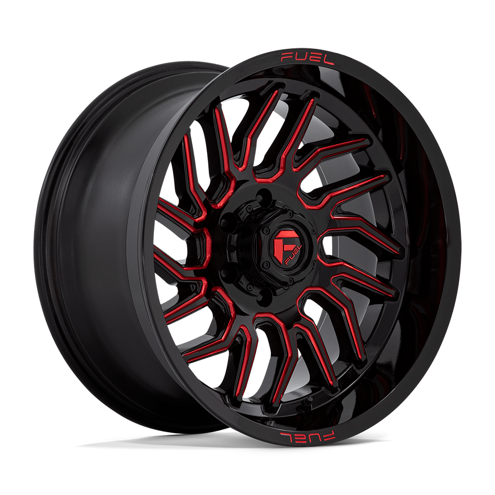 FUEL 1PC D808 HURRICANE 20X10 -18 6X139.7 GLOSS BLACK MILLED RED TINT