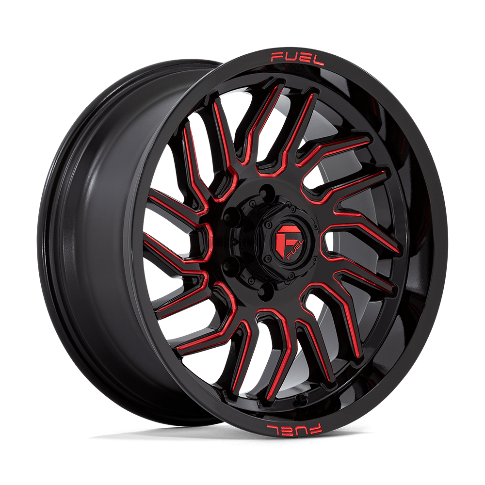 FUEL 1PC D808 HURRICANE 20X9 1 6X139.7 GLOSS BLACK MILLED RED TINT