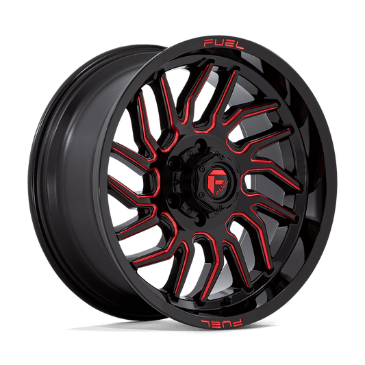 FUEL 1PC D808 HURRICANE 20X9 1 6X139.7 GLOSS BLACK MILLED RED TINT