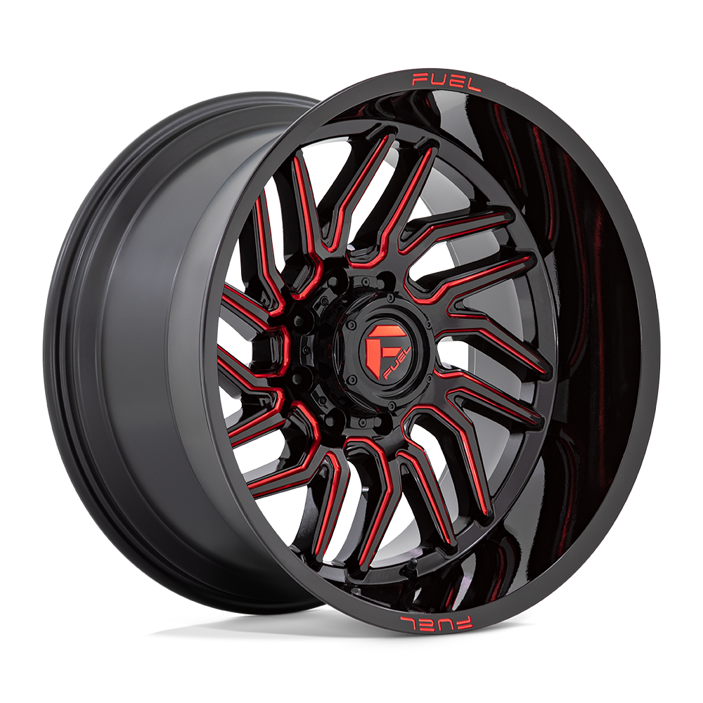 FUEL 1PC D808 HURRICANE 20X10 -18 8X180/8X7.1 GLOSS BLACK MILLED RED TINT