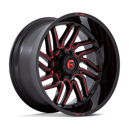 FUEL 1PC D808 HURRICANE 24X12 -44 8X165.1 GLOSS BLACK MILLED RED TINT