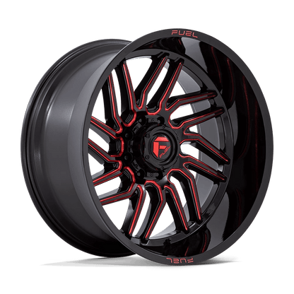 FUEL 1PC D808 HURRICANE 24X12 -44 8X165.1 GLOSS BLACK MILLED RED TINT