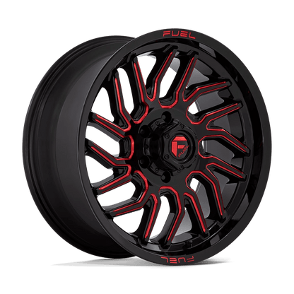 FUEL 1PC D808 HURRICANE 20X9 20 6X139.7 GLOSS BLACK MILLED RED TINT