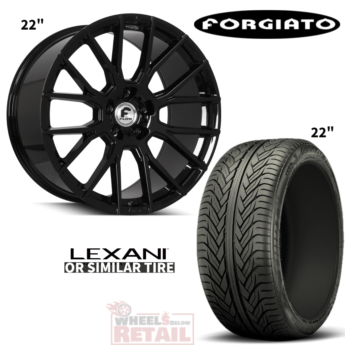FORGIATO WHEEL & TIRE PACKAGE FOR DODGE CHARGER CHALLENGER-FLOW 001 22" STAGGER