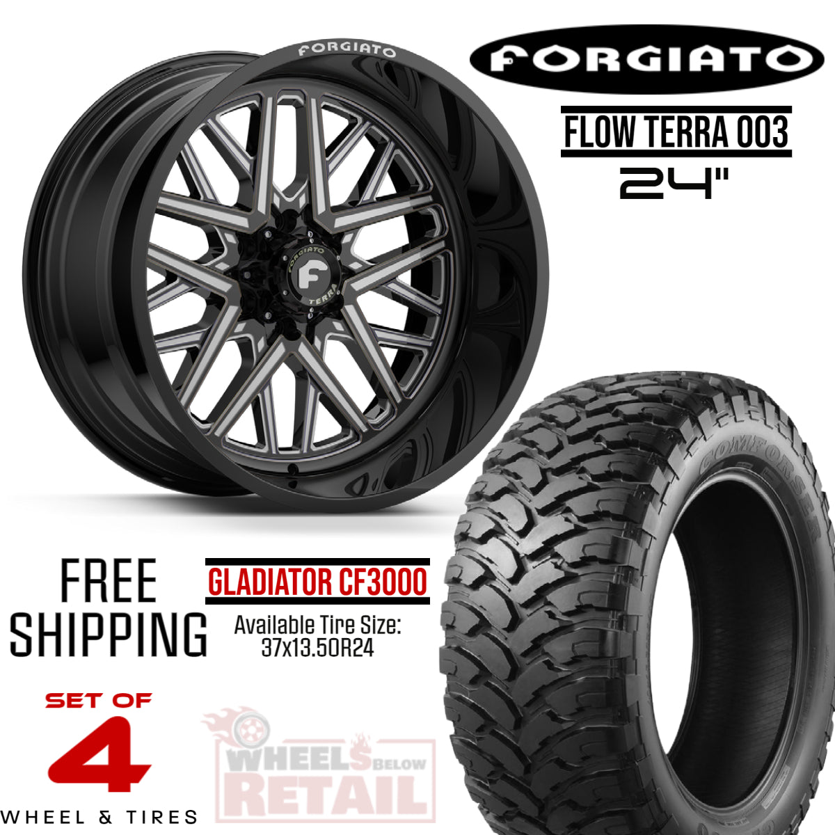 SET OF 4 FORGIATO FLOW TERRA 003 24-INCH PACKAGE FOR CHEVROLET SILVERADO 2500