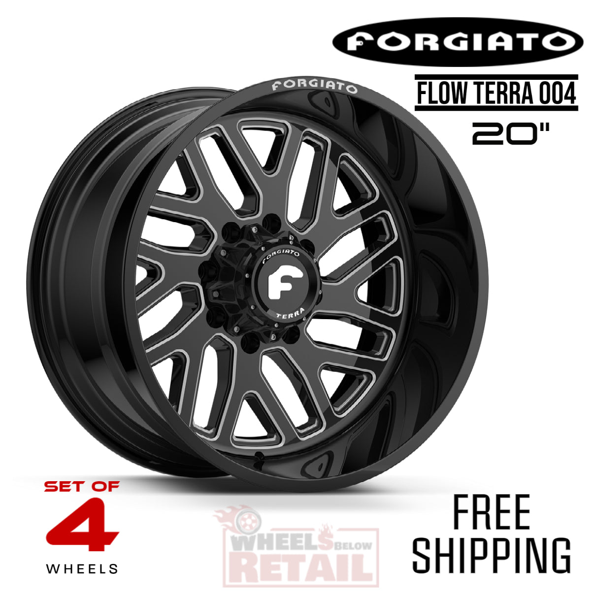 SET OF 4 FORGIATO FLOW TERRA 004 20-INCH PACKAGE FOR JEEP WRANGLER