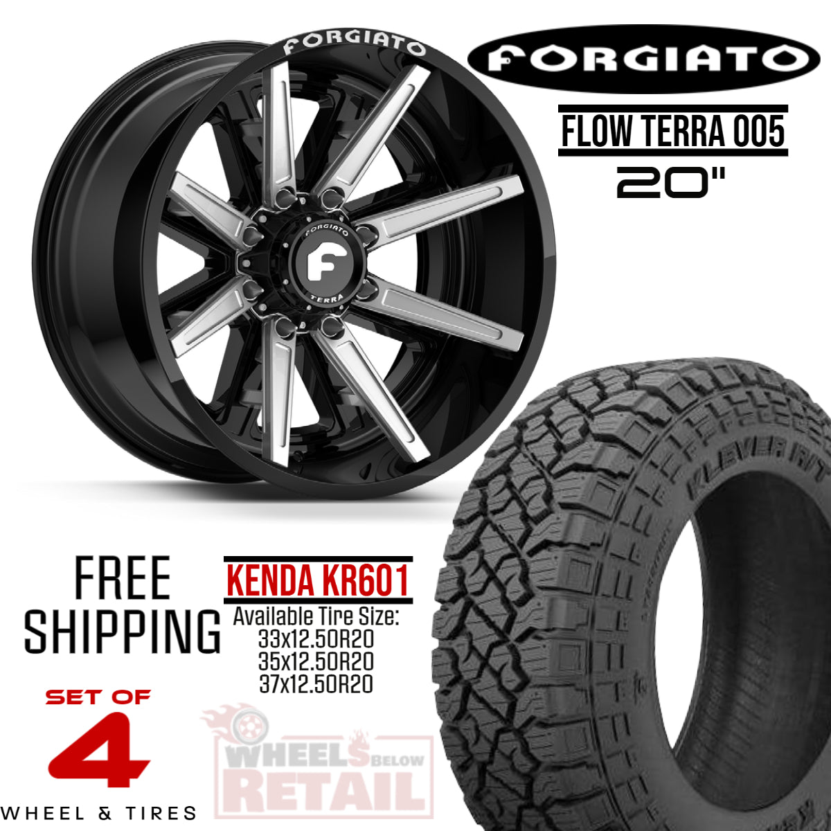 SET OF 4 FORGIATO FLOW TERRA 005 20-INCH PACKAGE FOR FORD F250