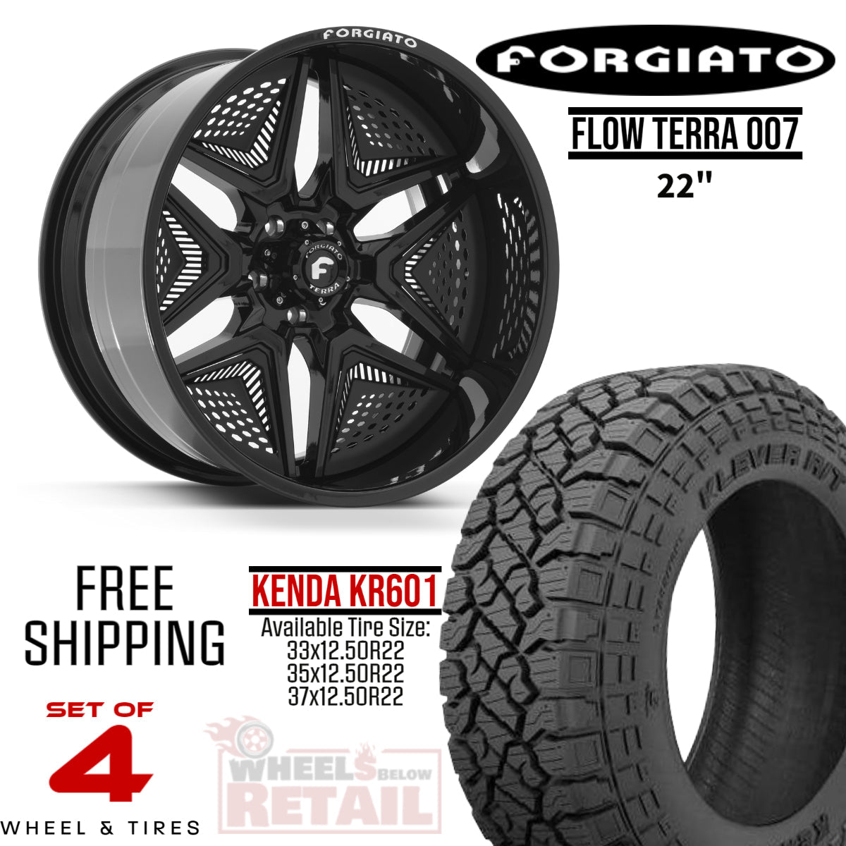SET OF 4 FORGIATO FLOW TERRA 007 22-INCH PACKAGE FOR FORD F150