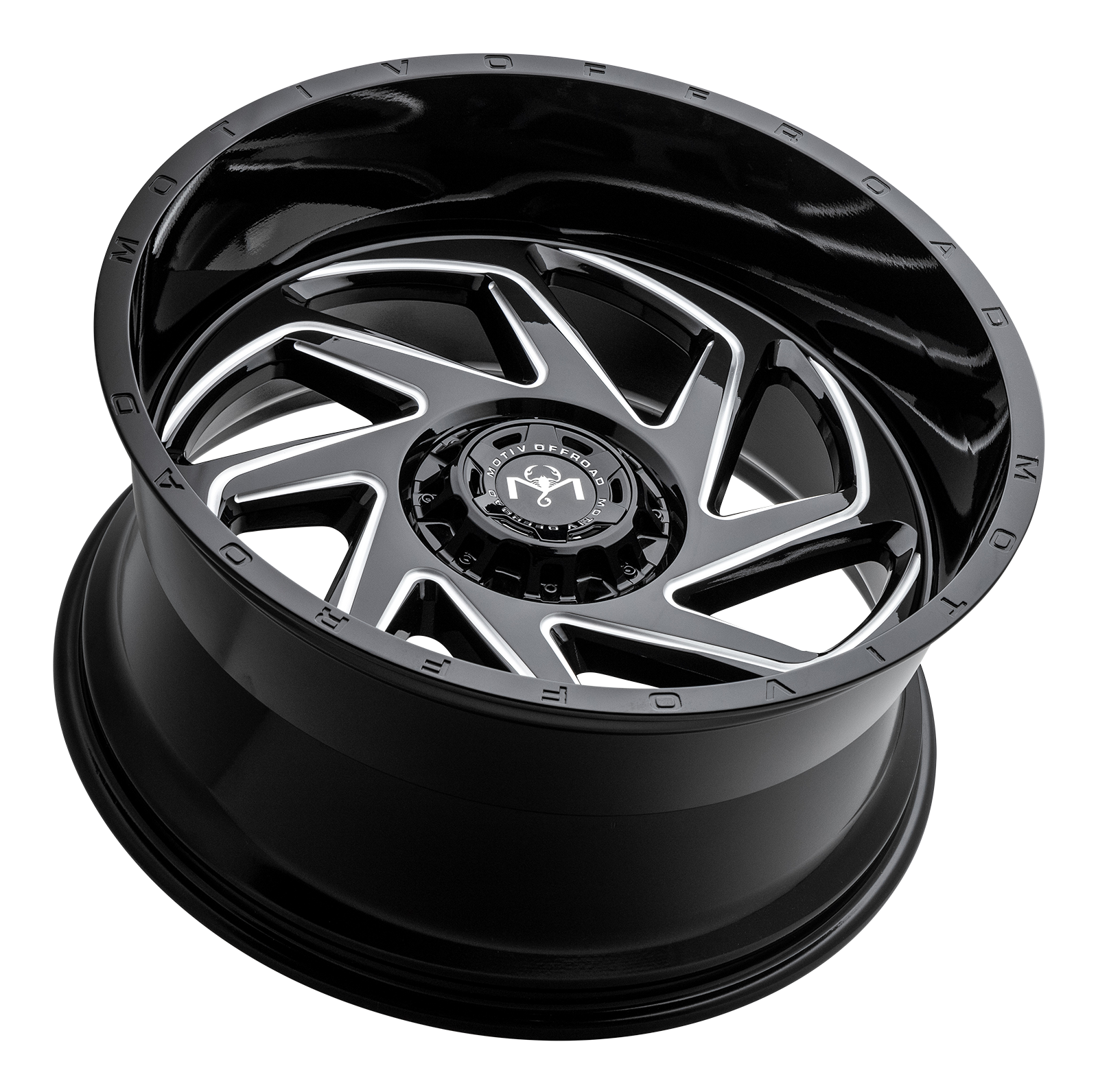 Motiv Off Road MORPH 24X12 -44 8X6.50 Black Milled w/Chrome Accents