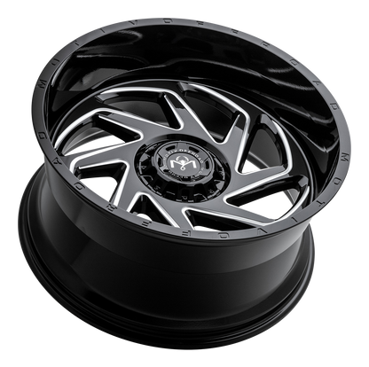 Motiv Off Road MORPH 24X12 -44 8X6.50 Black Milled w/Chrome Accents