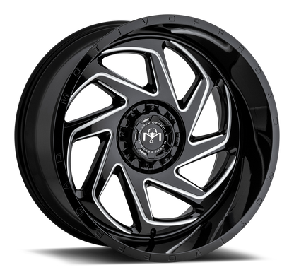 Motiv Off Road MORPH 24X12 -44 5X5/5X5.50 Black Milled w/Chrome Accents