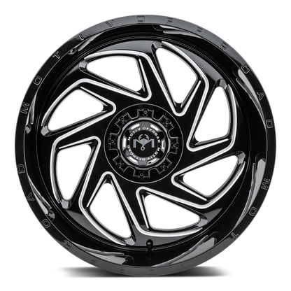 Motiv Off Road MORPH 22X12 -44 8X180 Black Milled w/Chrome Accents