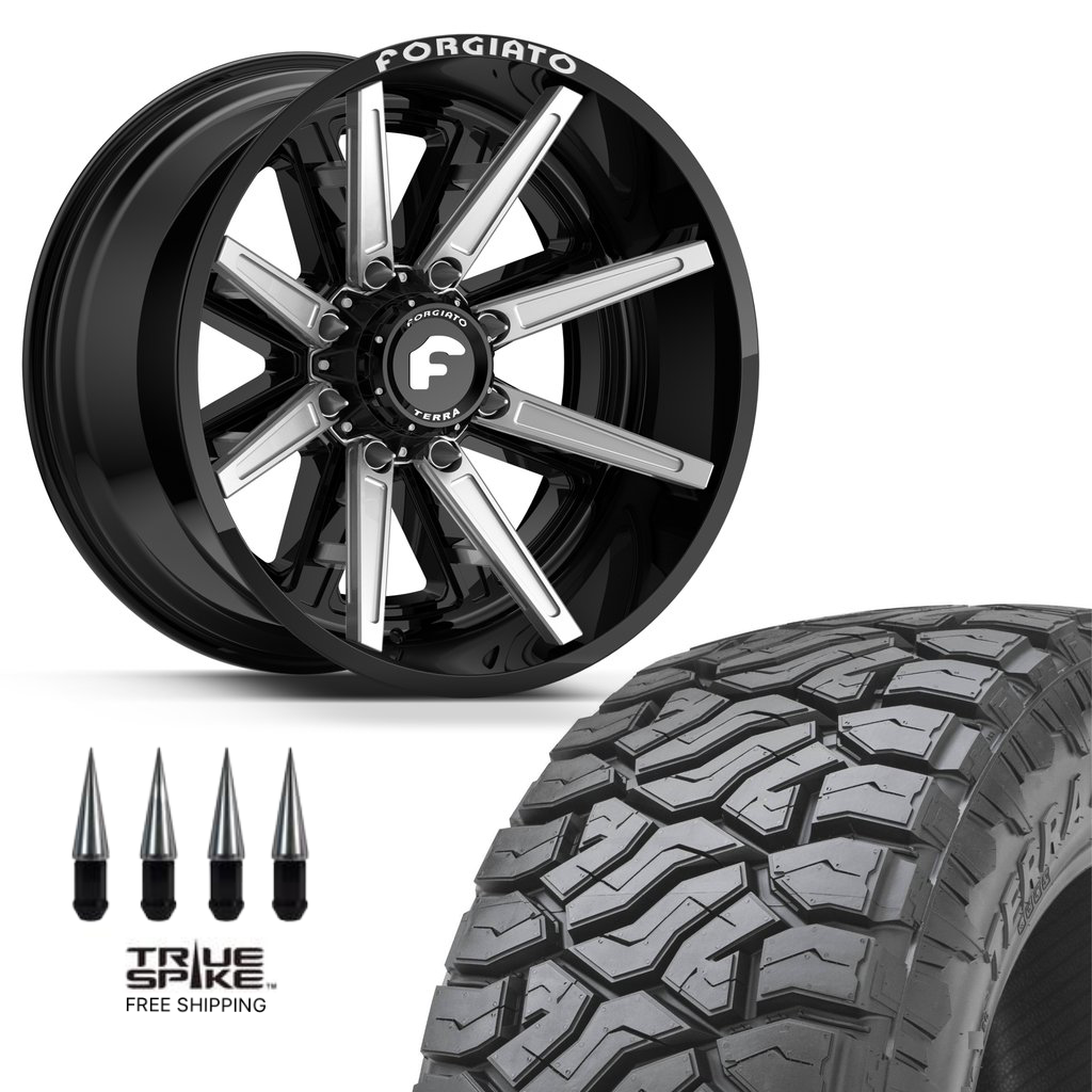 4X FORGIATO FLOW TERRA 005 24x14 -76 6x139.7 WITH 35X12.50R24 VENOM POWER RT