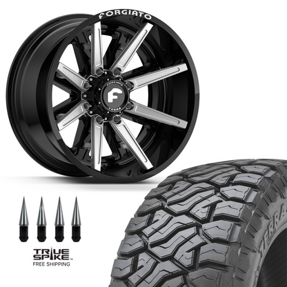 4X FORGIATO FLOW TERRA 005 24x14 -76 6x139.7 WITH 35X12.50R24 VENOM POWER RT