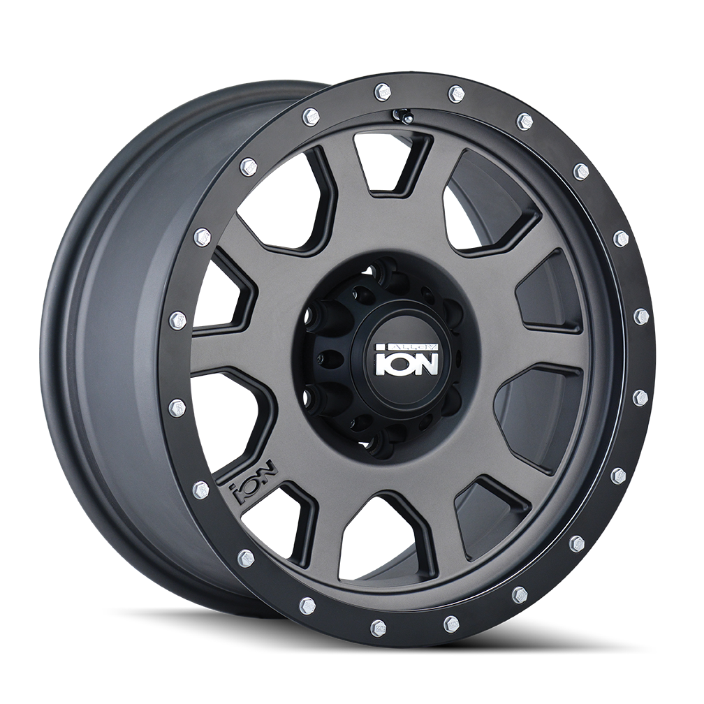 ION 135 15X8 -20 5x120.65 MATTE GUNMETAL/BLACK BEADLOCK