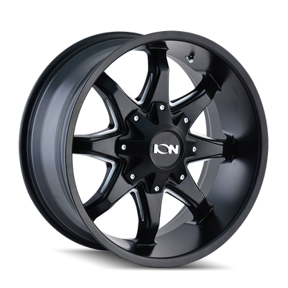 ION 181 20X12 -44 8x180 SATIN BLACK/MILLED SPOKES