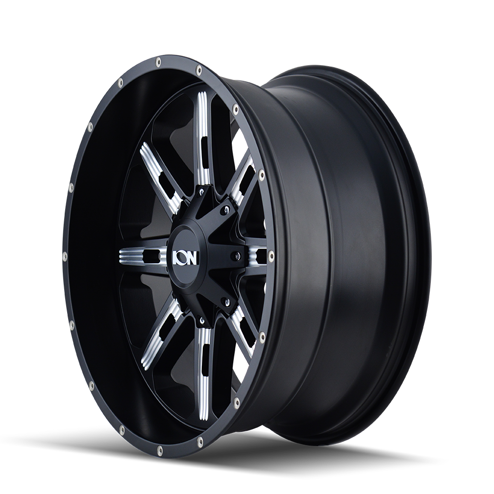 ION 184 22X10 -19 8x165.1/8x170 SATIN BLACK/MILLED SPOKES