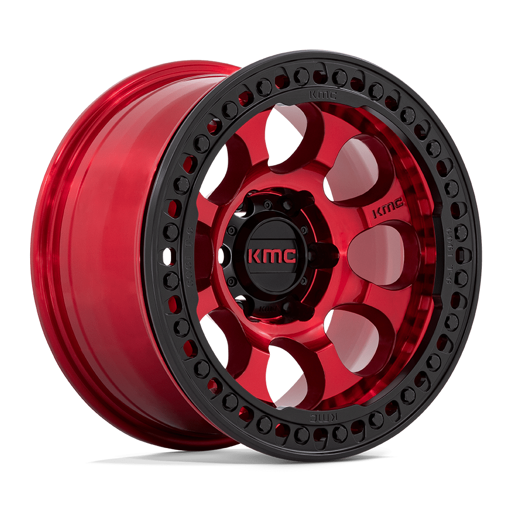 KMC KM237 RIOT BEADLOCK 17X9 -12 6X139.7 CANDY RED WITH BLACK RING