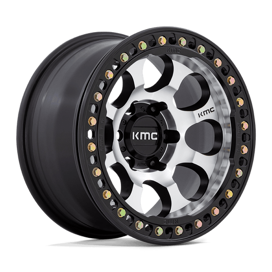 KMC KM237 RIOT BEADLOCK 17X9 -38 5X127 MACHINED FACE SATIN BLACK WINDOWS WITH SATIN BLACK RING