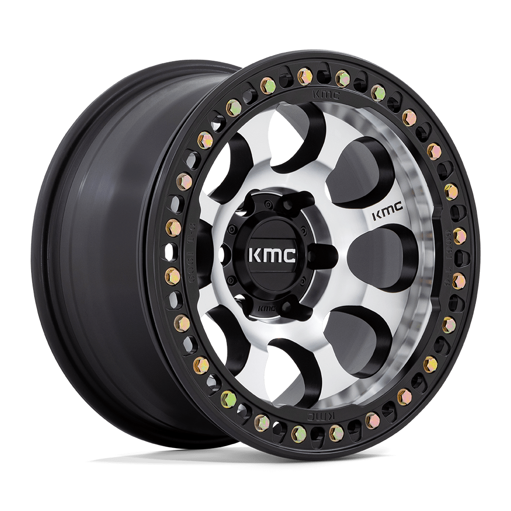 KMC KM237 RIOT BEADLOCK 17X8.5 0 5X127 MACHINED FACE SATIN BLACK WINDOWS WITH SATIN BLACK RING
