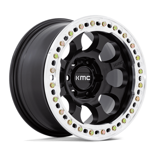 KMC KM237 RIOT BEADLOCK 17X8.5 0 5X127 SATIN BLACK WITH MACHINED RING