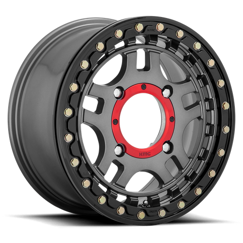 KMC Powersports KS240 RECON BEADLOCK 15X7 38 4X137/4X137 Gun Metal With Gloss Black Ring